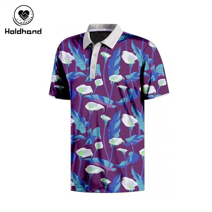 Polo de golf imprimé à manches courtes pour homme avec transpiration hygroscopique haute performance